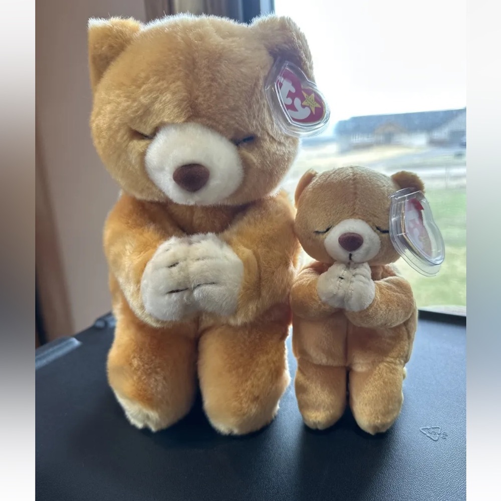 HOPE the Praying BEAR  - TY Beanie Baby and BUDDY - MWMT  -